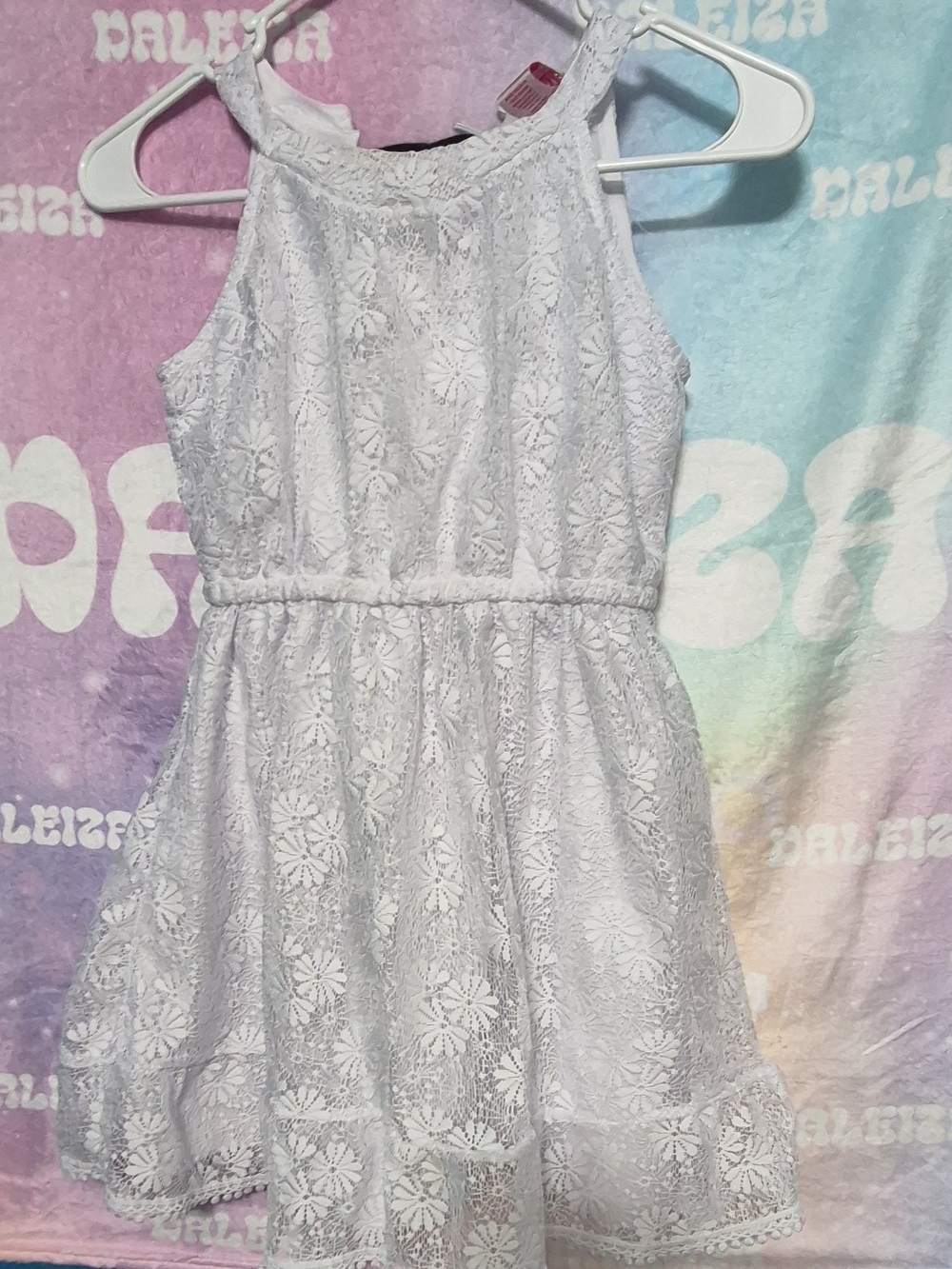 Girls' White Lace Halter Dress - Elegant Party & Special Occasion